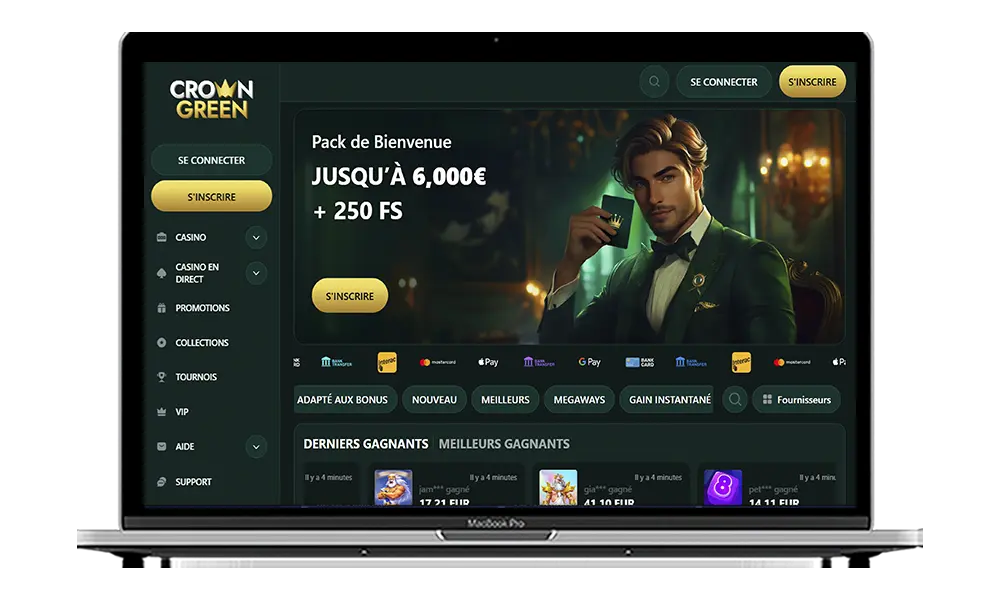 CrownGreen Casino Belgique: site officiel et machines à sous en argent réel